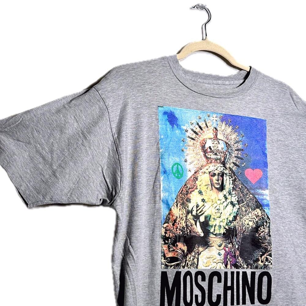 Moschino Jeans Madonna Print Gray Tee - Size M